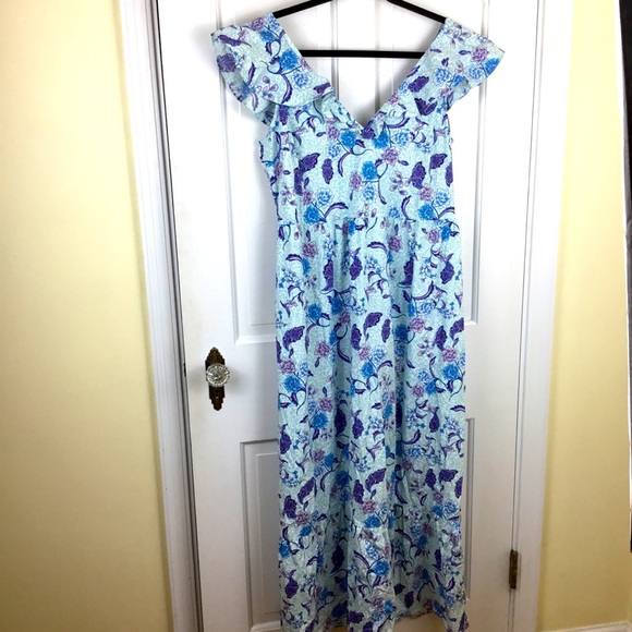 Halston V-Neck Floral Maxi Dress - Picture 1 of 7